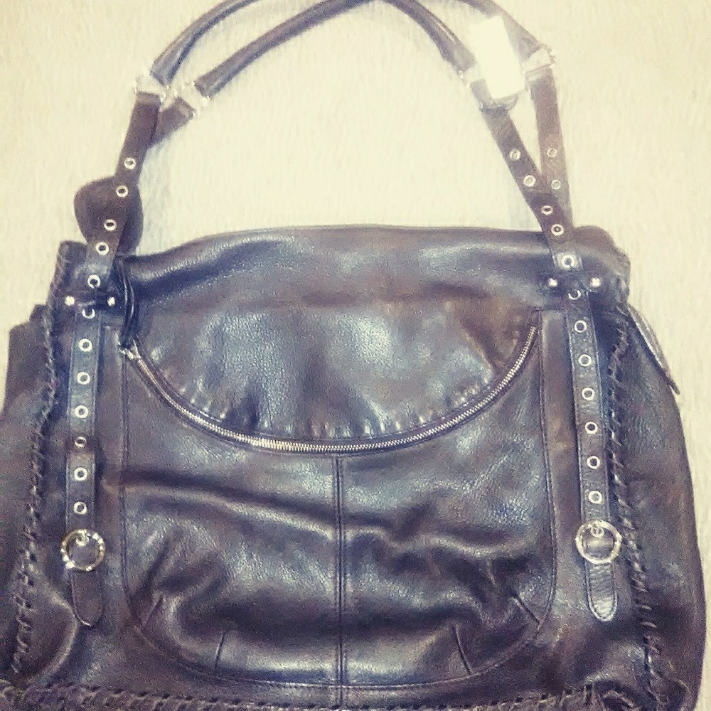 Furla Dark Brown Leather Shoulder Bag, NWT